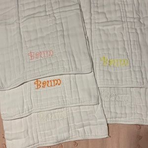 5 Cloth diaper Burp cloths monogrammed Baum